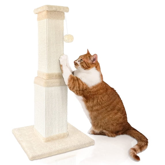 AGYM Cat Scratching Post, 32 Inch Cat Scratching Post for Large Cats, Scratching Posts for Indoor Cats Adults, Cat Scratch Post with Nature Sisal, Beige C97
