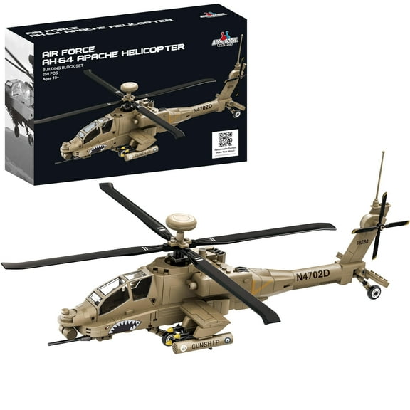 AH-64 Apache Helicopter Building Block Set 259 Pieces