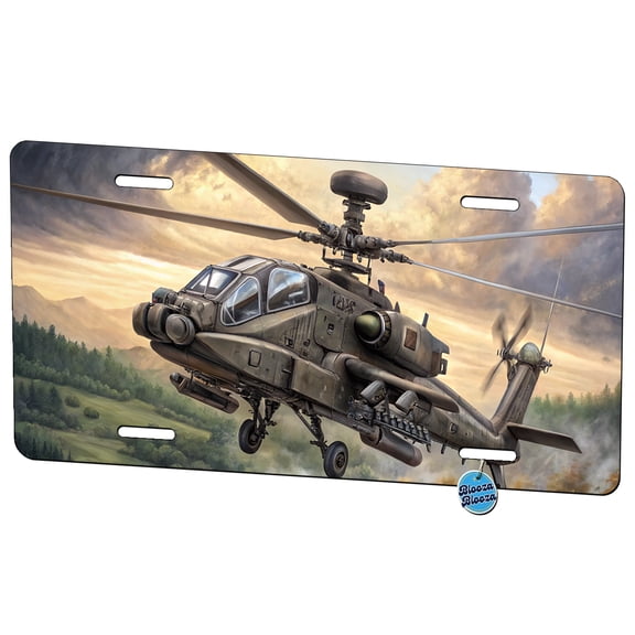 AH-64 Apache US Army Attack Helicopter Flying Metal Novelty License Plate