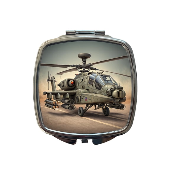 AH-64 Apache US Army Attack Helicopter Travel Makeup Handbag Purse Small Pocket Compact Mirror