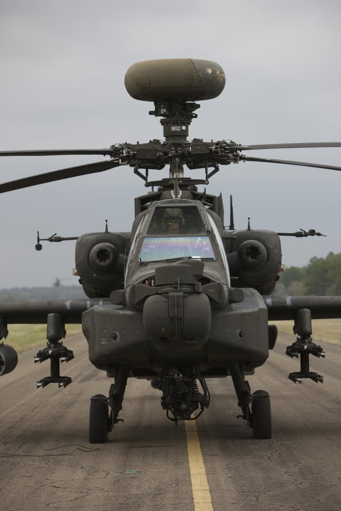 AH-64 Apache helicopter on the runway Canvas Art - Terry MooreStocktrek Images (12 x 18)