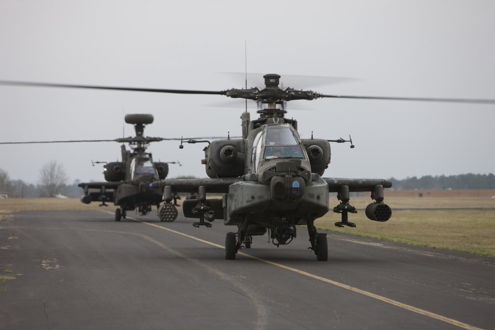 AH-64 Apache helicopter on the runway Canvas Art - Terry MooreStocktrek Images (18 x 12)