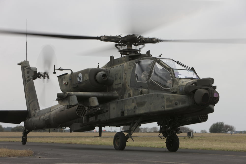 AH-64 Apache helicopter on the runway Canvas Art - Terry MooreStocktrek Images (18 x 12)