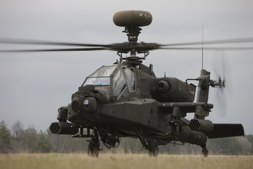 AH-64 Apache helicopter on the runway Canvas Art - Terry MooreStocktrek Images (18 x 12)