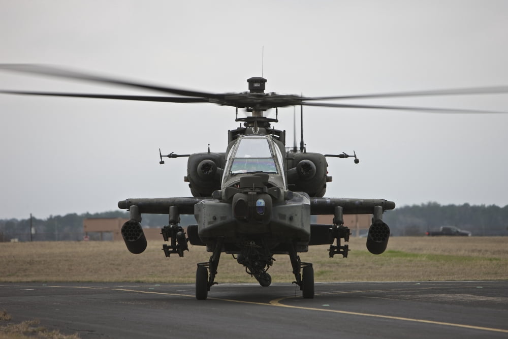 AH-64 Apache helicopter on the runway Canvas Art - Terry MooreStocktrek Images (18 x 12)
