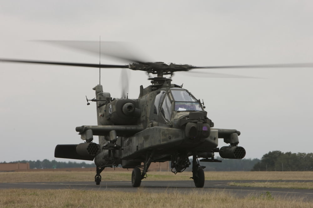 AH-64 Apache helicopter on the runway Canvas Art - Terry MooreStocktrek Images (18 x 12)