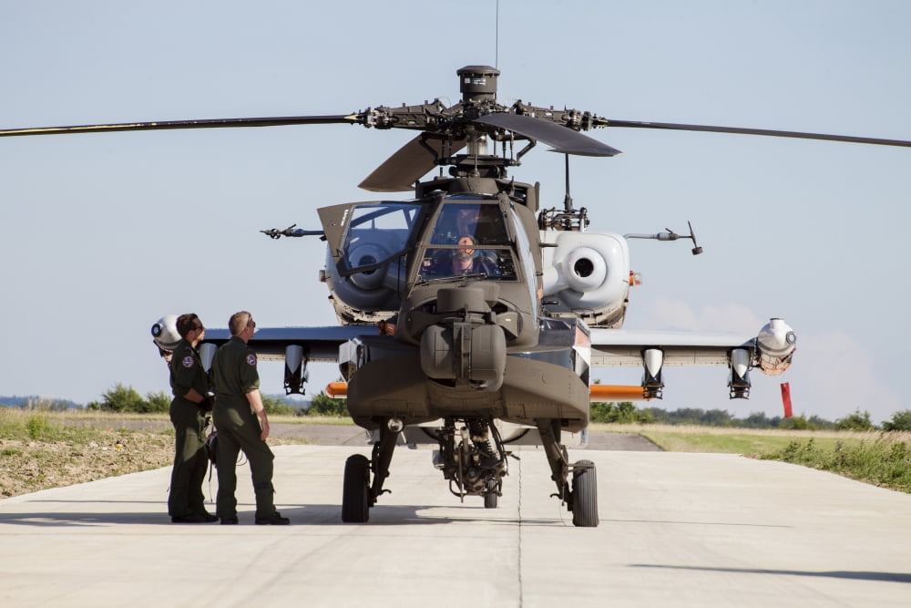 AH-64D Apache Longbow of the Royal Netherlands Air Force Canvas Art - Timm ZiegenthalerStocktrek Images (18 x 12)
