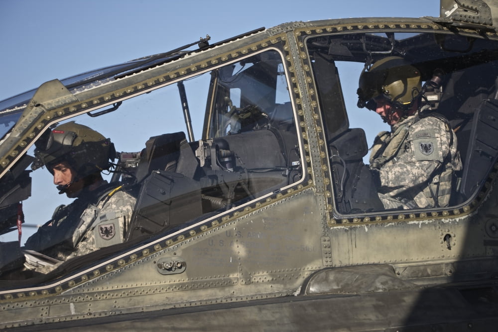 AH-64D Apache Longbow pilots go through their start-up routine Canvas Art - Terry MooreStocktrek Images (35 x 23)