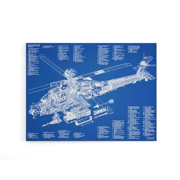 AH 64d Apache Attack Helicopter Canvas Wall Art Print 12X16"