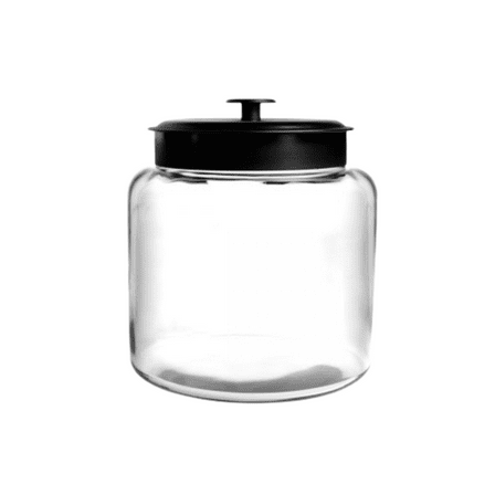 Anchor Hocking 96 oz Montana Glass Jar with Black Metal Cover for Food Storage