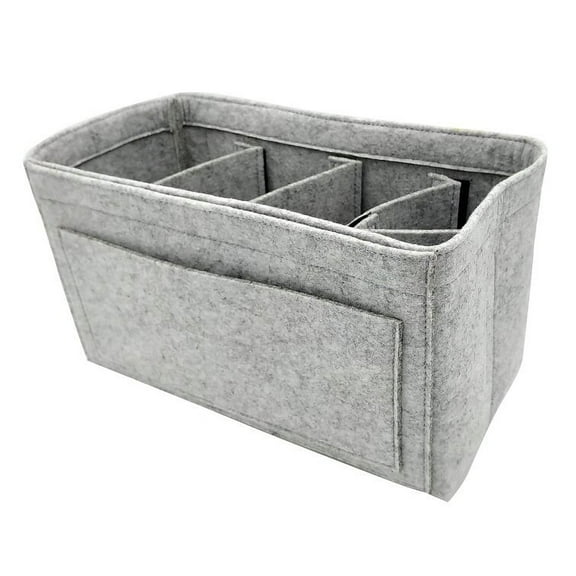 AH Bright Organizer Removable Sections Fabric and Felt Bin Gray