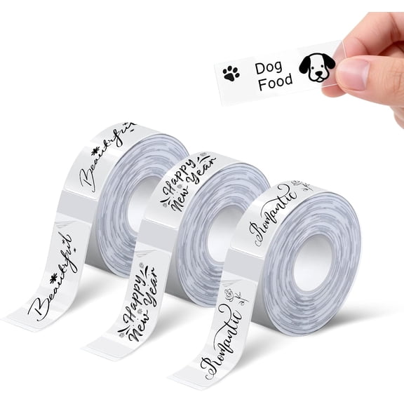 AH-P05 Transparent Label Tape 3PCS, Self-Adhesive Thermal Labels Refill Paper Roll for AH-P05 Mini Label Maker, 14mm X 40mm, for Home/Kitchen/Office Storage/School Supplies - Transparent