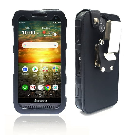 AH Premium 360 Rotating Military Grade Real Genuine Leather Men Phone Belt Construction Holster Fitted Leather Case, for Kyocera DuraForce Pro E6800 E6810 & DuraForce Pro 2 E6900 E6910 E6920