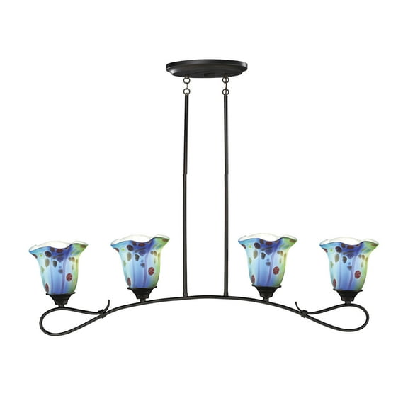 AH14238-Dale Tiffany Lighting-Four Light Island-Dark Bronze Finish-Morgan Glass Color