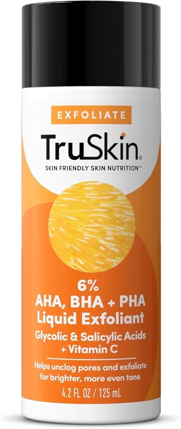 TruSkin BHA Liquid Exfoliant & Toner PHA AHA BHA Gentle Exfoliator Improve Appearance of Tone & Texture, Unclog & Minimize Look of Pores, 4.2 fl oz