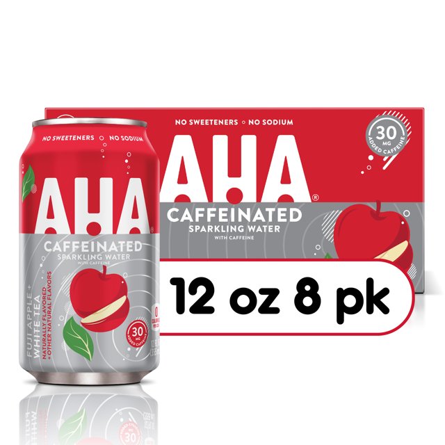 AHA Fuji Apple and White Tea Sparkling Water, 12 fl oz, 8 Cans