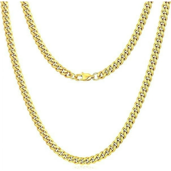 AHA Lifestyles 6MM Cuban Chain Necklace - Unisex - Gold - 28 Inch