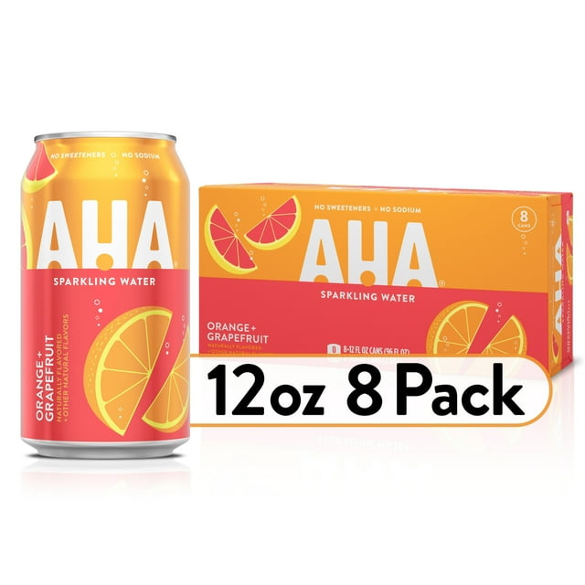 AHA Orange and Grapefruit Sparkling Water, 12 fl oz, 8 Cans