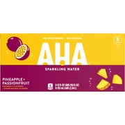 AHA Pineapple and Passionfruit Sparkling Water, 12 fl oz, 8 Cans