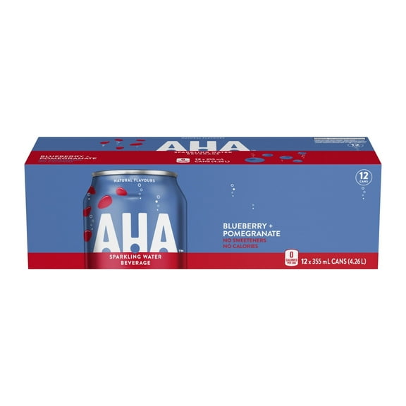 AHA Sparkling Water Beverage, Blueberry & Pomegranate Flavor, 12x355ml/12.5 fl oz