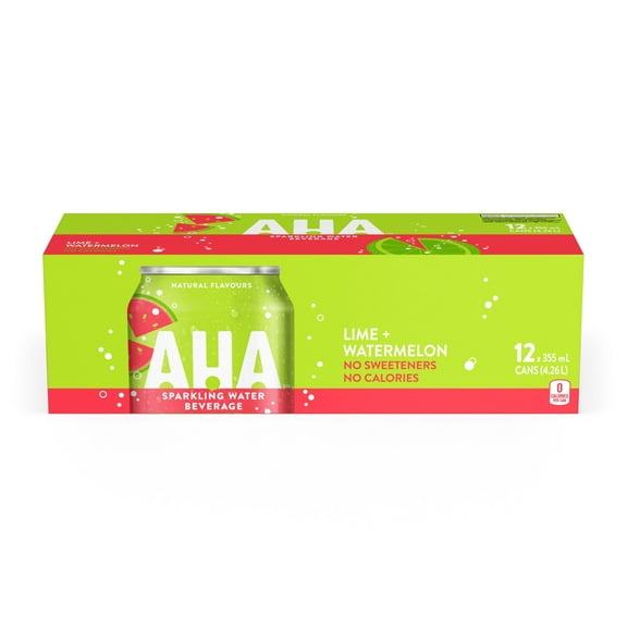 AHA Sparkling Water Beverage, Lime & Watermelon Flavor, 12x355ml/12.5 fl oz
