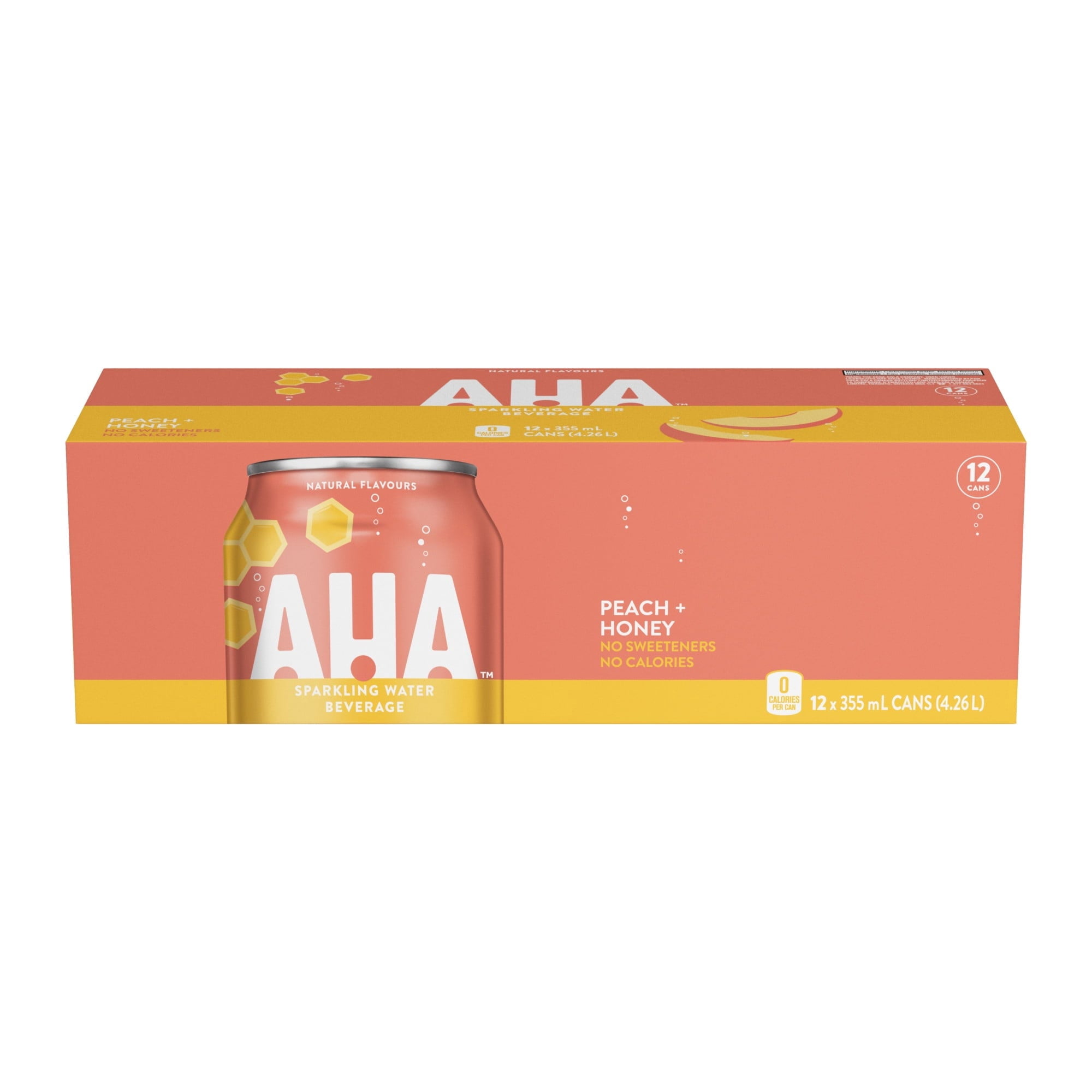 AHA Sparkling Water Peach & Honey - 12x355ml (12oz) - Walmart.com