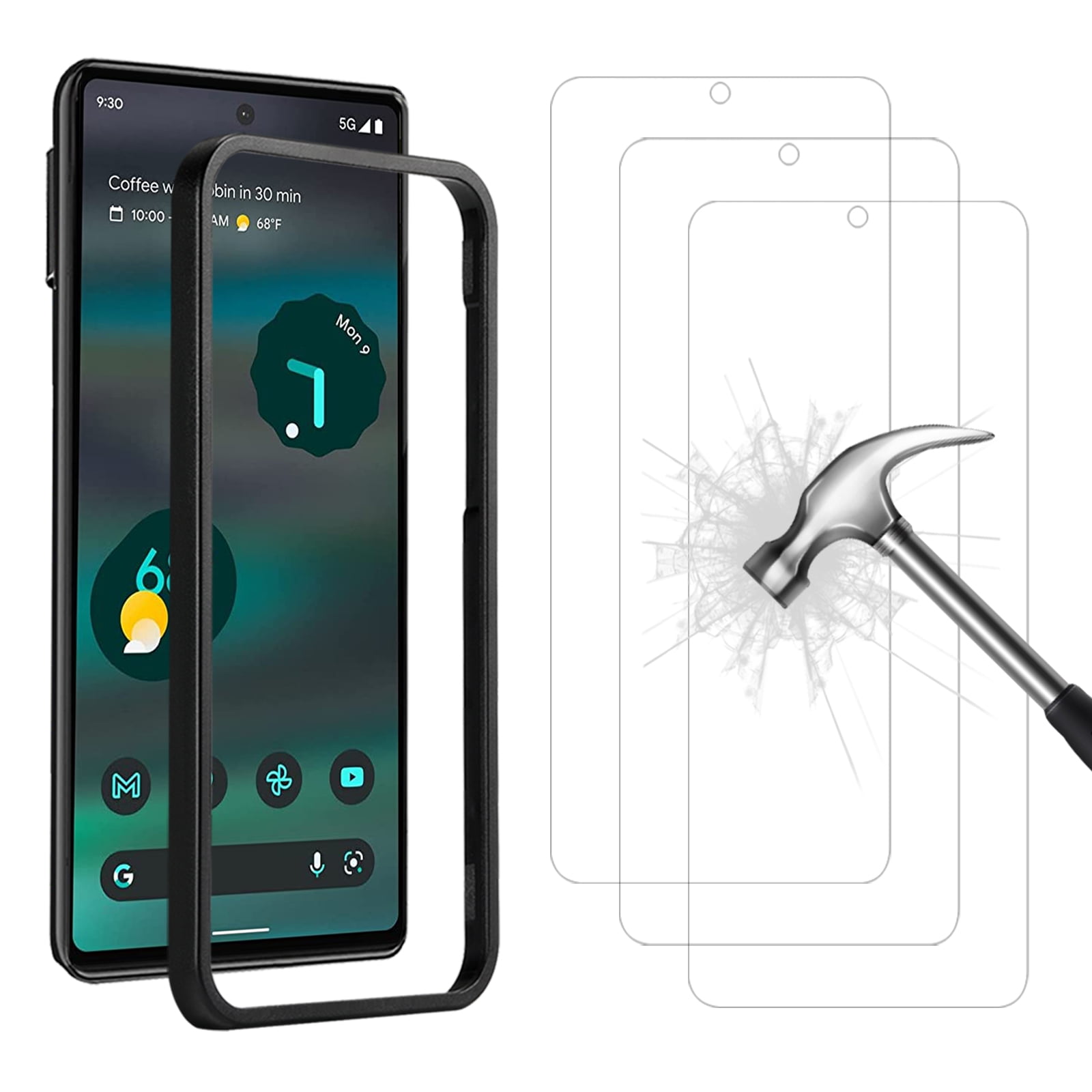 AHABIPERS 3-Pack HD Tempered Glass Screen Protector for Google Pixel 6A ...