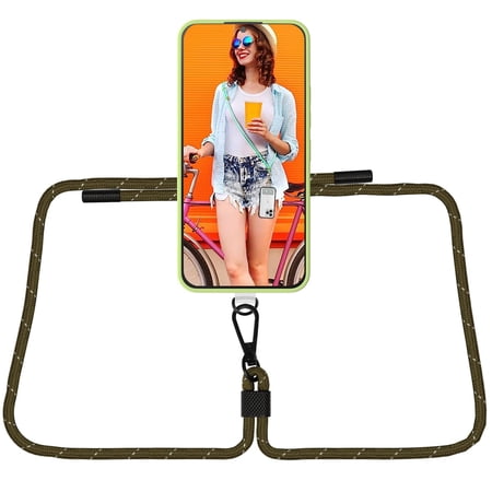 AHABIPERS Phone Lanyard, Universal Crossbody Phone Nylon Lanyards, Adjustable Shoulder Neck Straps - Green