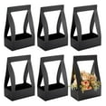 AHANDMAKER 6Pcs Paper Flower Gift Bags, Black Bouquet with Handle