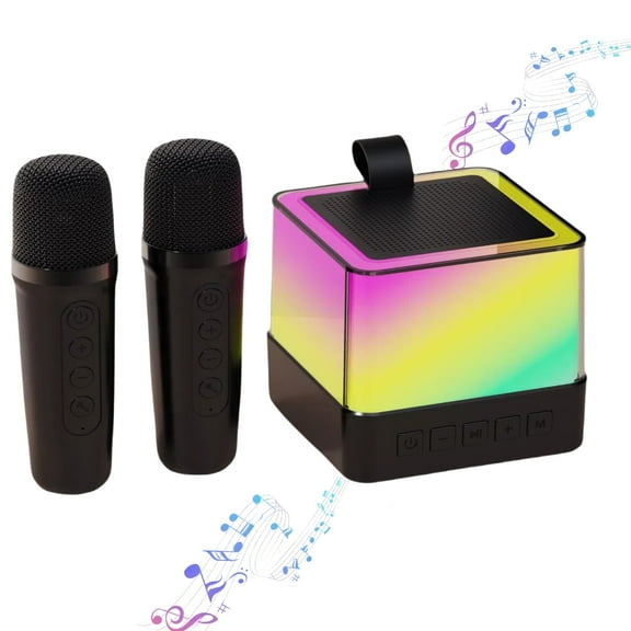 AHANSI Bluetooth Karaoke Speaker  Machine for Kids Adults Portable Karaoke Machine with 2  Mics  Easter Birthday Gifts Toys for Girls Boy (Black）