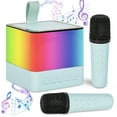 thumbnail image 1 of AHANSI Karaoke Machine for Kids Adults Portable Wireless Speaker with 2 Wireless Mics (Blue), 1 of 7