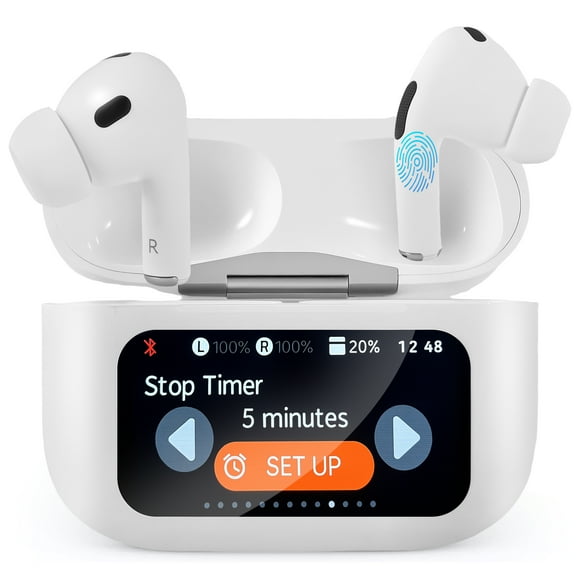 AHANSI Wireless Earbuds with Multifunctional Touch Screen  35H Playtime Bass Stereo Earbuds