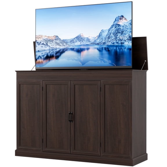AHB 63" Motorized Pop-Up TV Lift Cabinet for 32-65" TVs, Remote-Controlled Quiet Lift, 132-lb Capacity, VESA Compatible, Fixed Base without Casters