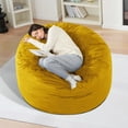 thumbnail image 1 of HARIPUL 3FT Bean Bag Chair with Memory Foam Filled, Large Stuffed Beanbag Chair Soft Sofa with Removeable Dutch Velvet Cover, Lemon Yellow, 1 of 7