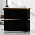 thumbnail image 1 of AHB 50-inch Reception Desk with Counter, Front Desk Office Desk with Storage Shelves & LED Lights, Black, 1 of 8