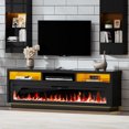 thumbnail image 1 of AHB 58'' Fireplace TV Stand with LED Light & Storage Cabinet, Electric Fireplace for TVs up to 65 inches, Black, 1 of 8