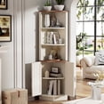 thumbnail image 1 of HARIPUL Corner Cabinet, 5-Tier Farmhouse Corner Storage Cabinet w/ Doors, 63”Tall Corner Cabinet for Small Space, Wooden Corner Cabinet Organizer for Bathroom, Kitchen, Living Room, White, 1 of 7