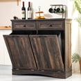 thumbnail image 1 of HARIPUL Double Tilt Out Trash Cabinet, 26 Gallon Trash Can Cabinet with Drawers & Handles for Kitchen, Dark Brown, 1 of 8