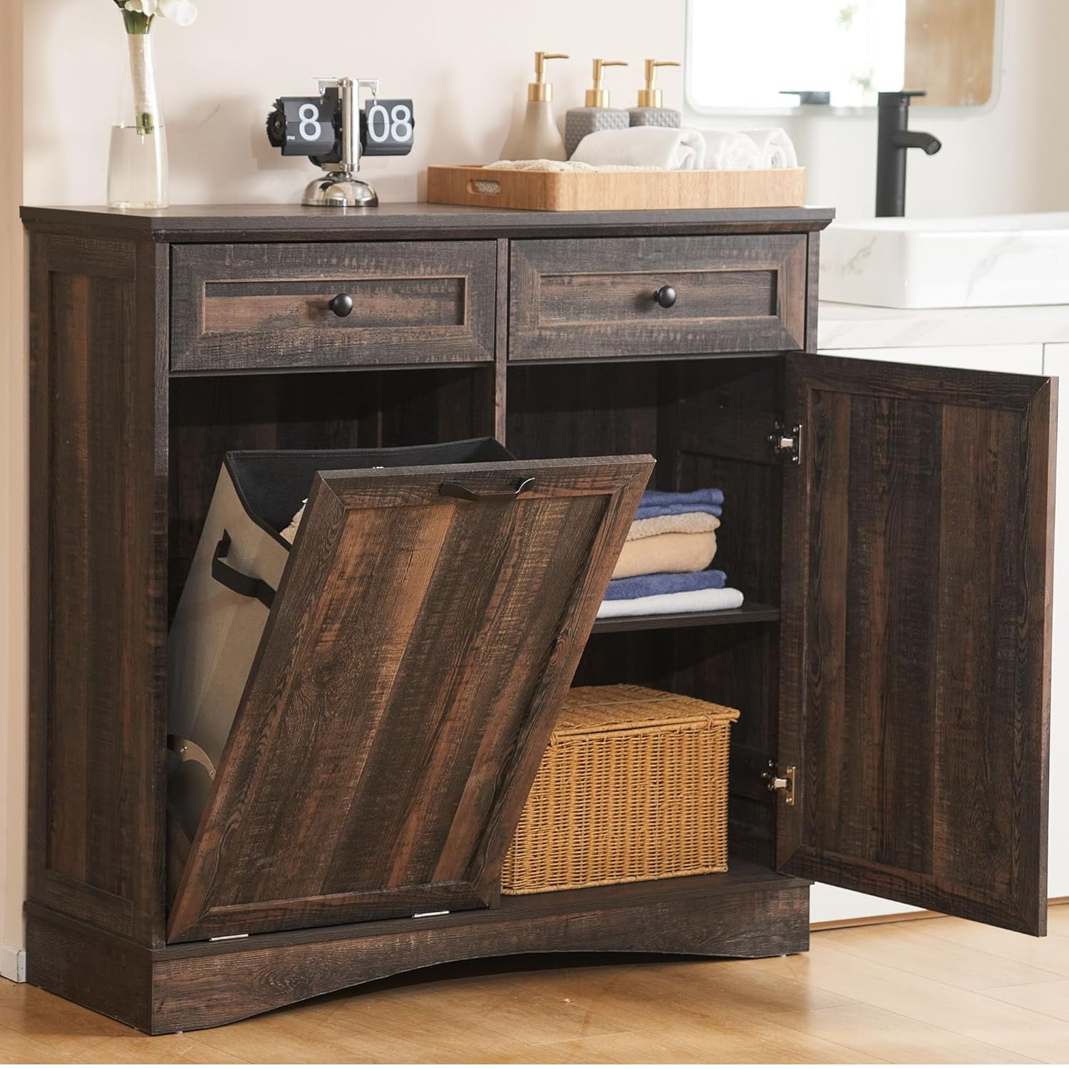 AHB Double Tilt Out Trash Free Standing Kitchen Trash