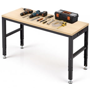 AHB 60" Adjustable Heavy Duty Wood Workbench, 2000 lbs Capacity, Multi-Purpose Garage and Workshop Table