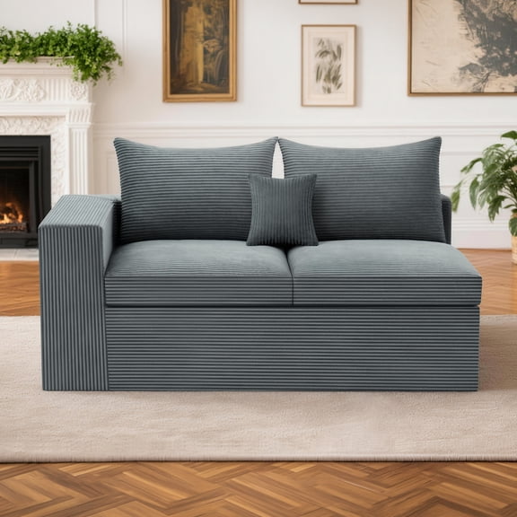 AHB Modular Sectional Loveseat Sofa, Cloud Couch for Living Room, 2-Seater Floor Sofa with Armrest & Pillows, Corduroy Loveseat for Small Spaces, Comfy Foam Couch for Apartment Dorm