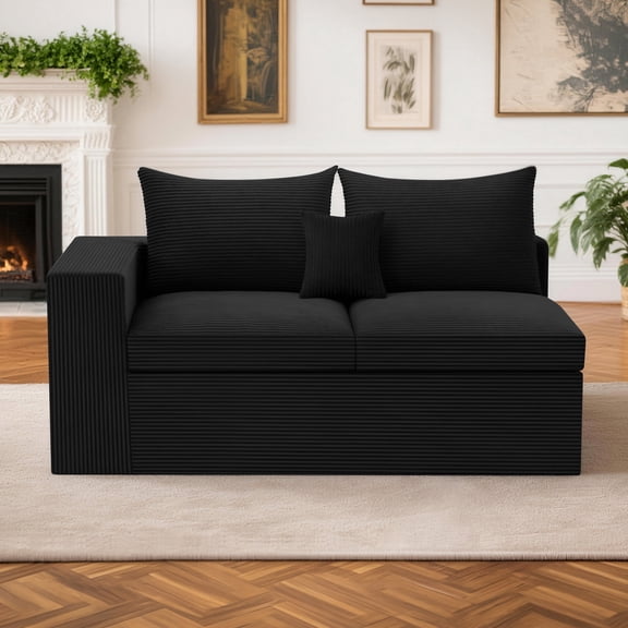 AHB Modular Sectional Loveseat Sofa, Cloud Couch for Living Room, 2-Seater Floor Sofa with Armrest & Pillows, Corduroy Loveseat for Small Spaces, Comfy Foam Couch for Apartment Dorm