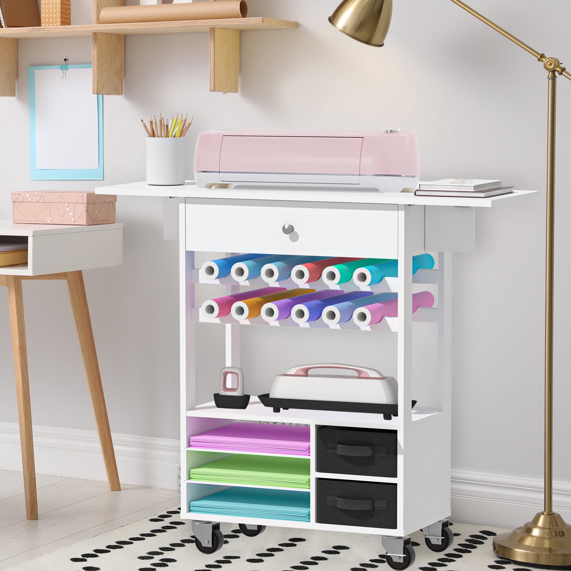 Organization and Storage Cart w/ Cricut Machine, Rolling Craft Storage ...
