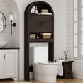 thumbnail image 1 of AHB Over Toilet Storage Cabinet with Doors and Shelves, Freestanding Bathroom Space Saver Organizer, 7.72"L x 23.7"W x 69.06"H, Coffee Color, 1 of 8