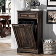 thumbnail image 1 of HARIPUL 13 Gallon Tilt Out Trash Cabinet for Kitchen, Single Kitchen Trash Can Cabinet with Drawers, Dark Brown, 1 of 8