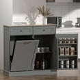 thumbnail image 1 of HARIPUL Single Tilt Out Trash Cabinet 13 Gallon Waste Bins Hidden Trash Bin w/ Shelf for Kitchen, Gray, 1 of 7