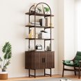 thumbnail image 1 of AHB Solid Wood 5-Tier Ladder Bookshelf with Storage Cabinets– Modern Foldable Display Shelf for Home, Office or Living Room, Space-Saving Wooden Corner Bookcase, 1 of 7