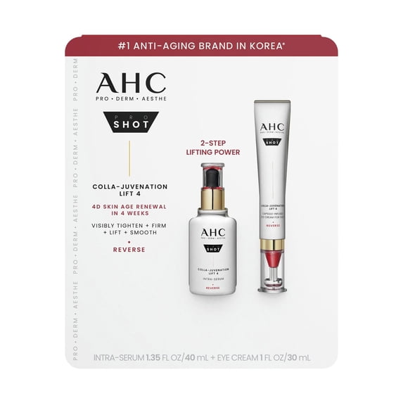 AHC Pro Shot Colla Juvenation Anti Aging Face Serum and Eye Cream Set (1.35 oz + 1 oz), Reduce Wrinkle and Firm Skin, Advanced Retinol HPR Formula, Made in Korea