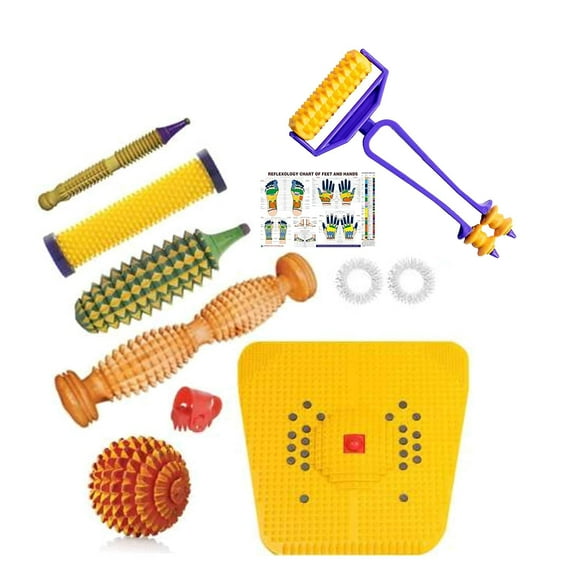 AHCS Acupressure 2000 Wooden Full Body Massager Tool Kit Combo with Power Mat