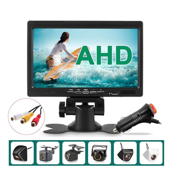 AHD 1080P 7 Inch IPS Screen Car Video Monitor Camera CCTV Surveillance Parking System With Cigarette Lighter Power Supply ,Easy Installation